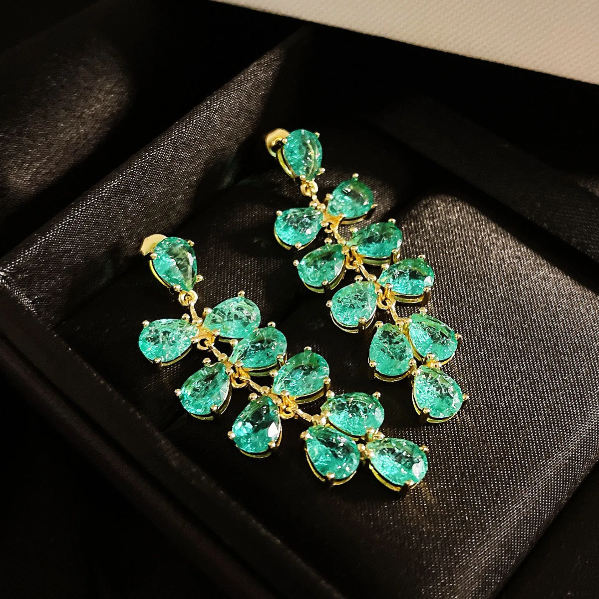 Green Emerald Drop Earrings