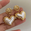 White Heart Earrings